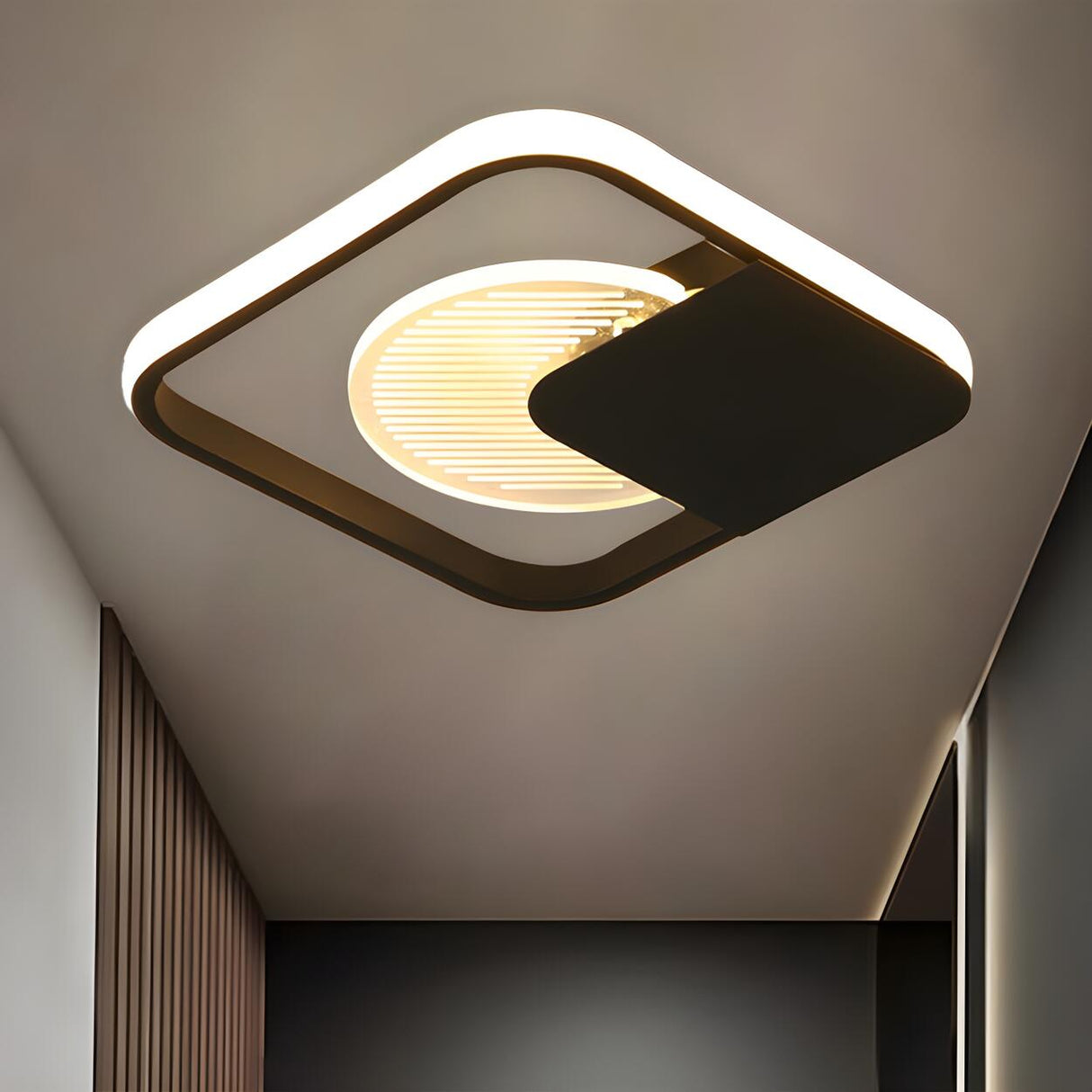 Hallway Modern Mini Black Square LED Flush Mount Light Image - 2