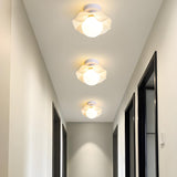 Hallway Modish Flower Glass Ball Semi-Flush Mount Light Image - 4