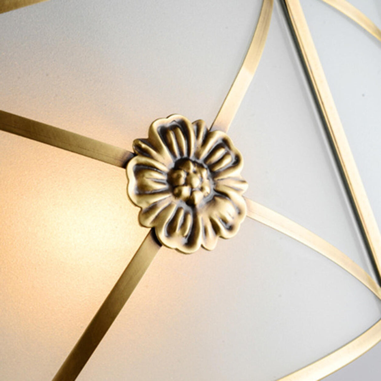 Hallway Moon Cake Gold Glass Flush Mount Ceiling Light Image - 10