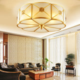 Hallway Moon Cake Gold Glass Flush Mount Ceiling Light Image - 3