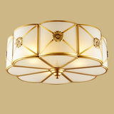 Hallway Moon Cake Gold Glass Flush Mount Ceiling Light Image - 6