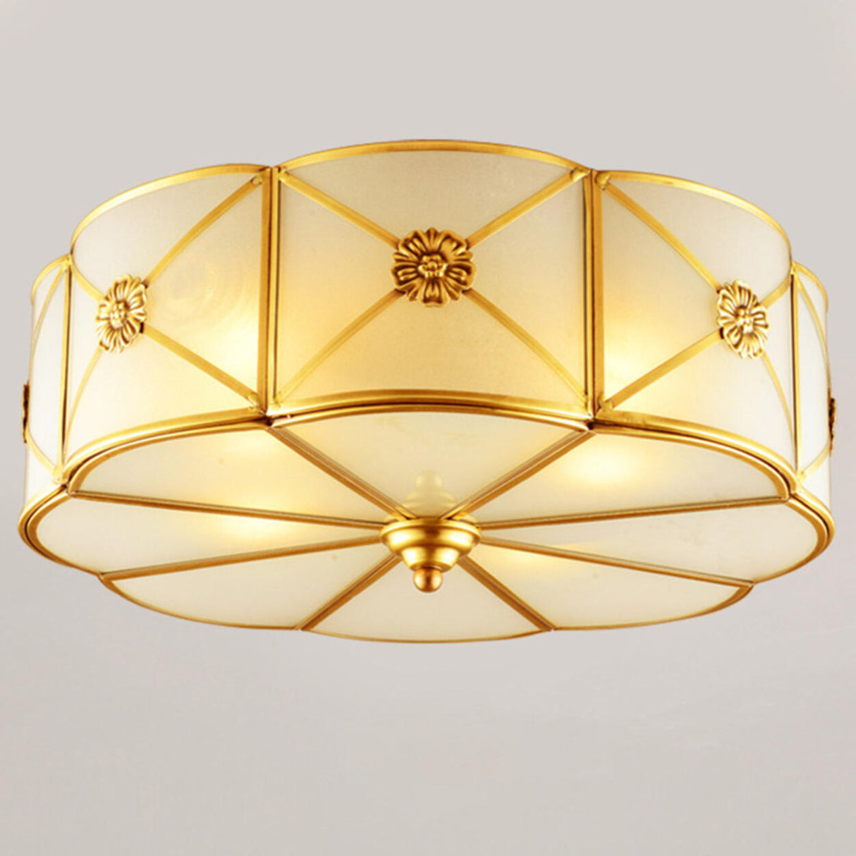 Hallway Moon Cake Gold Glass Flush Mount Ceiling Light Image - 7