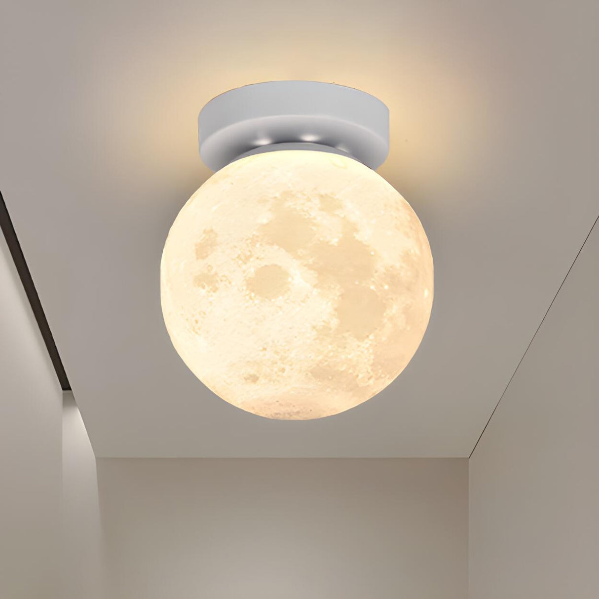 Hallway Moon Globe Gold Semi-Flush Mount Ceiling Light Image - 10