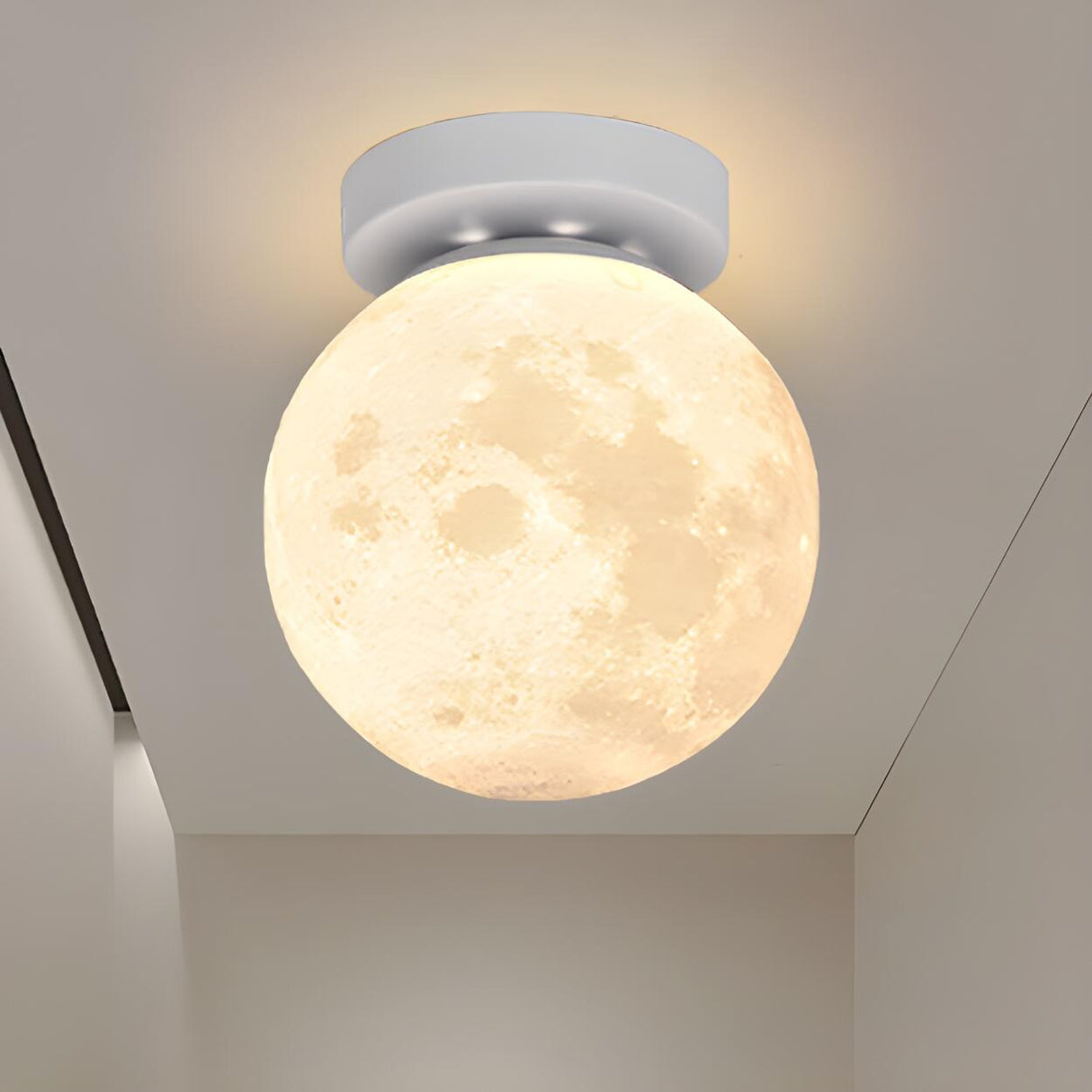 Hallway Moon Globe Gold Semi-Flush Mount Ceiling Light Image - 11