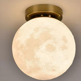 Hallway Moon Globe Gold Semi-Flush Mount Ceiling Light Image - 12