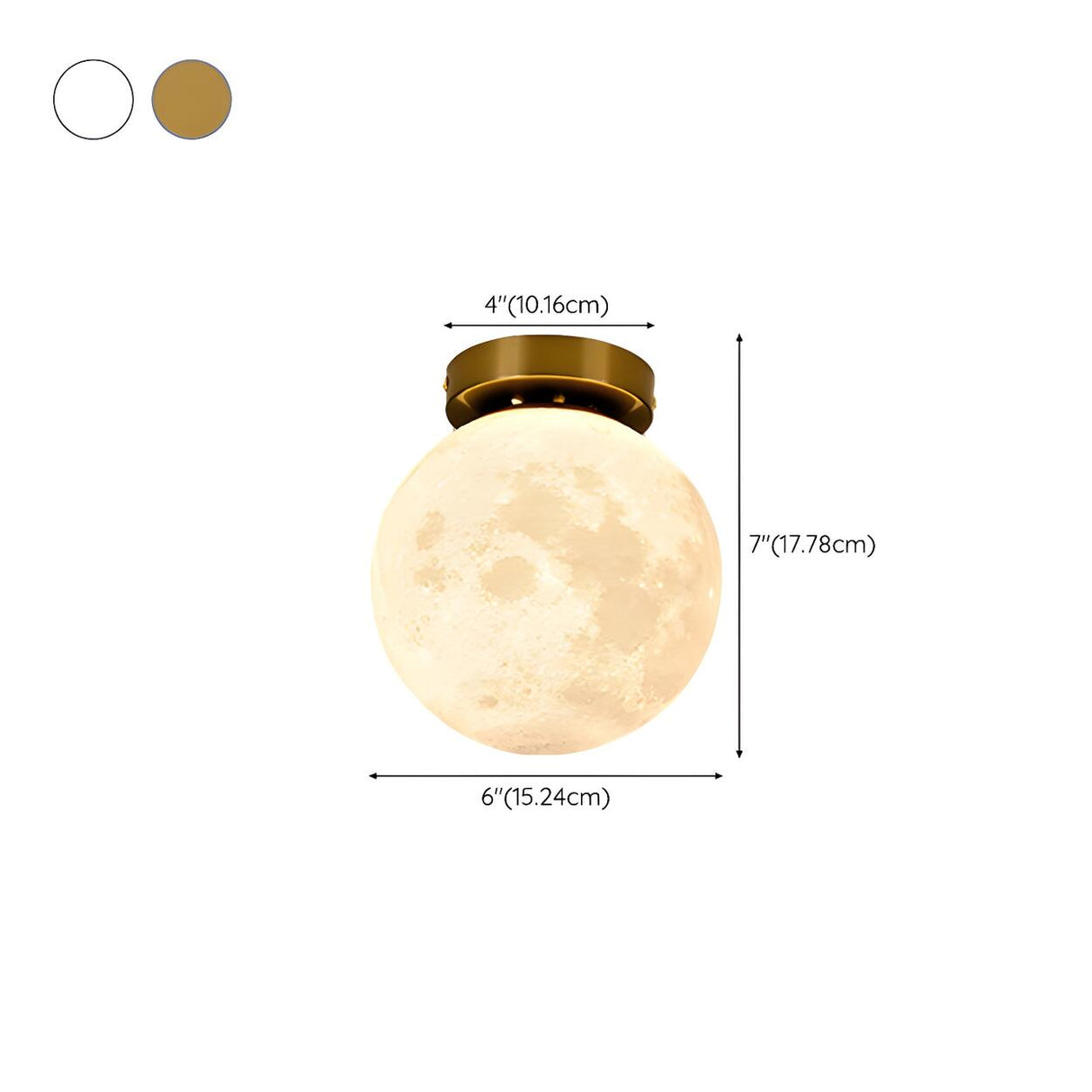 Hallway Moon Globe Gold Semi-Flush Mount Ceiling Light 