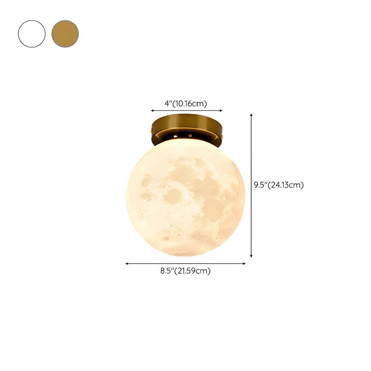 Hallway Moon Globe Gold Semi-Flush Mount Ceiling Light Image - 18