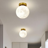 Hallway Moon Globe Gold Semi-Flush Mount Ceiling Light Image - 3