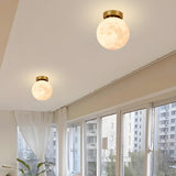 Hallway Moon Globe Gold Semi-Flush Mount Ceiling Light Image - 4