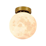 Hallway Moon Globe Gold Semi-Flush Mount Ceiling Light Image - 5