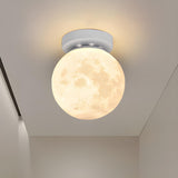 Hallway Moon Globe Gold Semi-Flush Mount Ceiling Light Image - 9