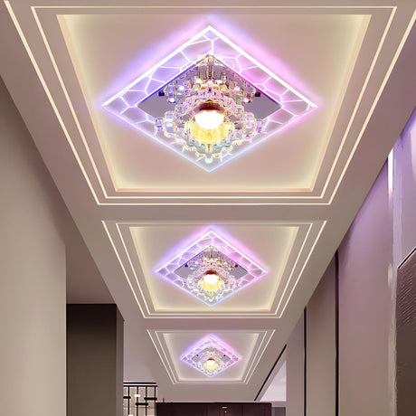 Hallway Multi-Color Square LED Crystal Flush Mount Lamp Image - 2