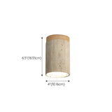 Hallway Natural Wood Stone Cylinder Flush Mount Light Image - 18