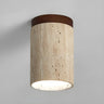 Hallway Natural Wood Stone Cylinder Flush Mount Light Image - 2