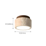 Hallway Natural Wood Stone Cylinder Flush Mount Light Image - 20