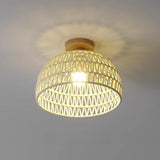 Hallway Natural Wooden Dome Semi-Flush Mount Light Image - 7