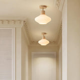 Hallway Nordic Wood Semi-Flush Mount Ceiling Light Image - 1