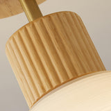 Hallway Nordic Wood Semi-Flush Mount Ceiling Light Image - 12