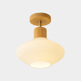 Hallway Nordic Wood Semi-Flush Mount Ceiling Light Image - 2