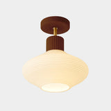 Hallway Nordic Wood Semi-Flush Mount Ceiling Light Image - 3