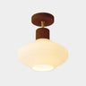 Hallway Nordic Wood Semi-Flush Mount Ceiling Light Image - 3