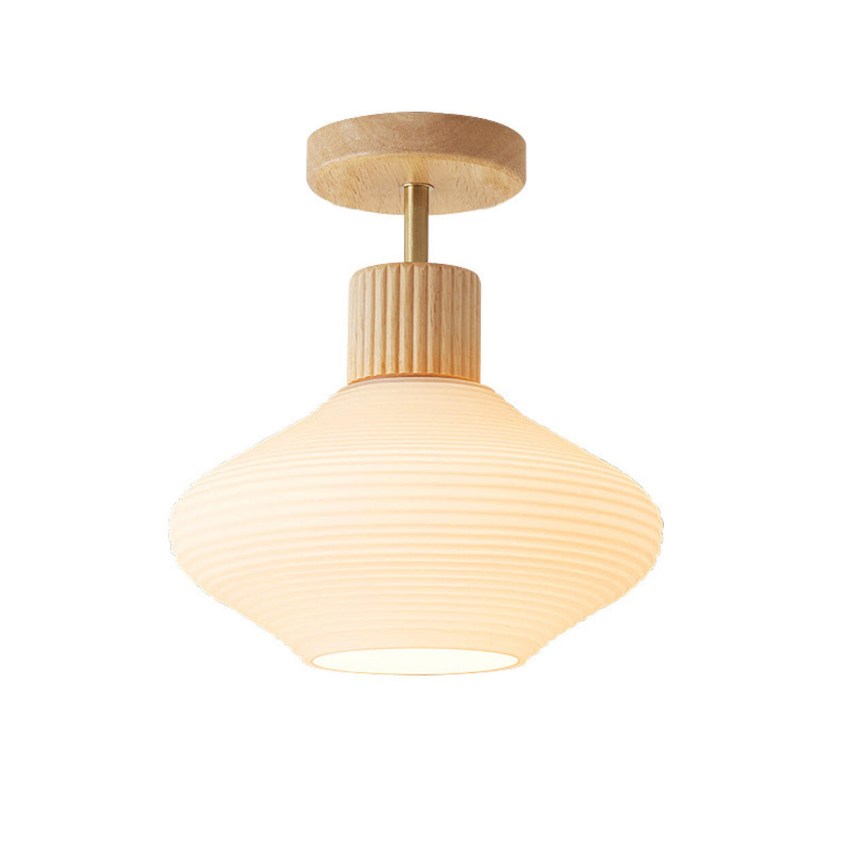 Hallway Nordic Wood Semi-Flush Mount Ceiling Light Image - 7