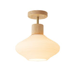 Hallway Nordic Wood Semi-Flush Mount Ceiling Light Image - 7