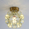 Hallway Pink Floral Glass Globe Semi-Flush Mount Light Image - 2