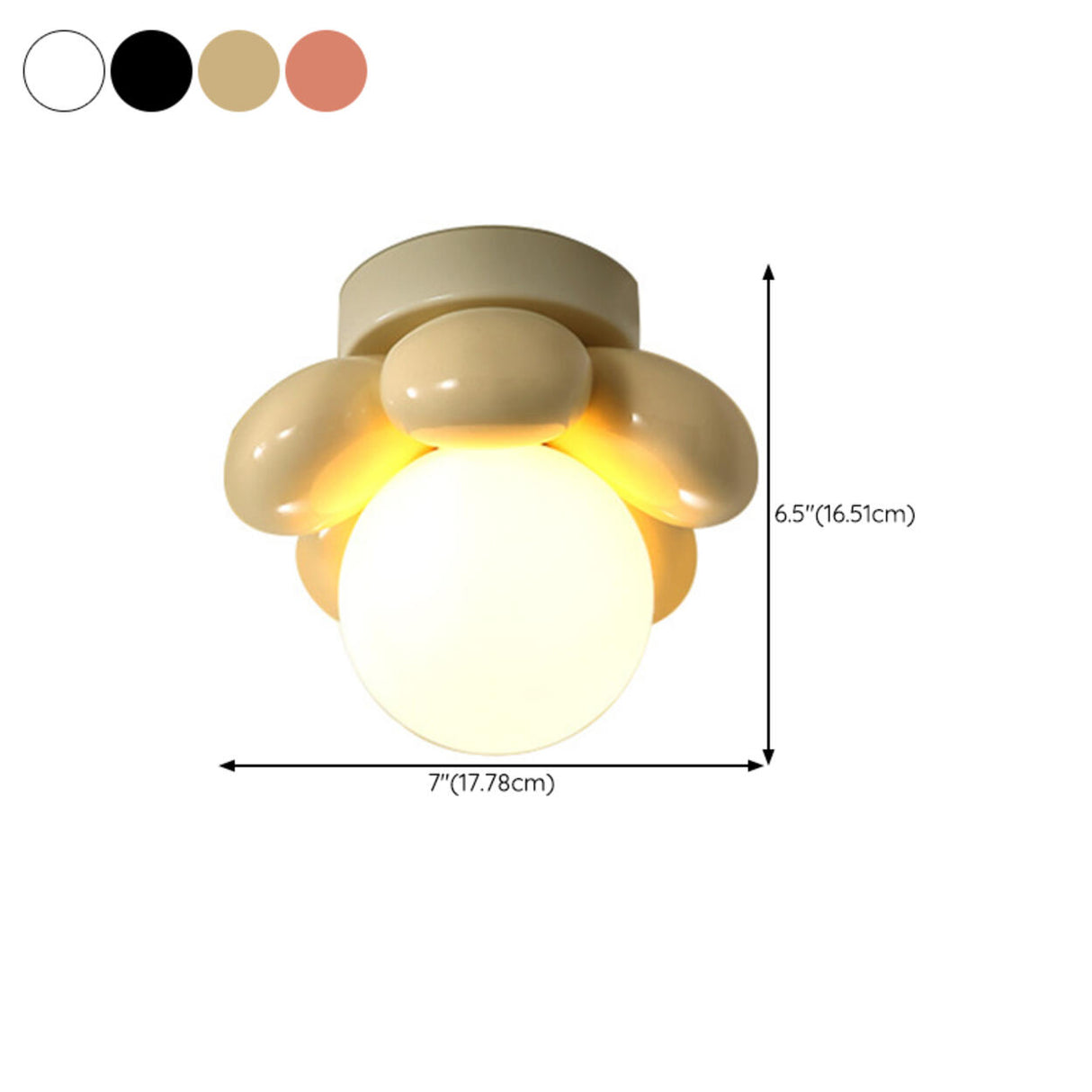 Hallway Resin Petal Ball Shade Semi-Flush Mount Light 