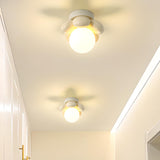 Hallway Resin Petal Ball Shade Semi-Flush Mount Light Image - 2