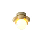 Hallway Resin Petal Ball Shade Semi-Flush Mount Light Image - 5