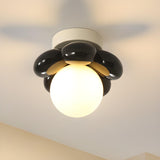 Hallway Resin Petal Ball Shade Semi-Flush Mount Light Image - 6