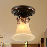 Hallway Retro Flared Glass Flush Mount Ceiling Light Image - 1