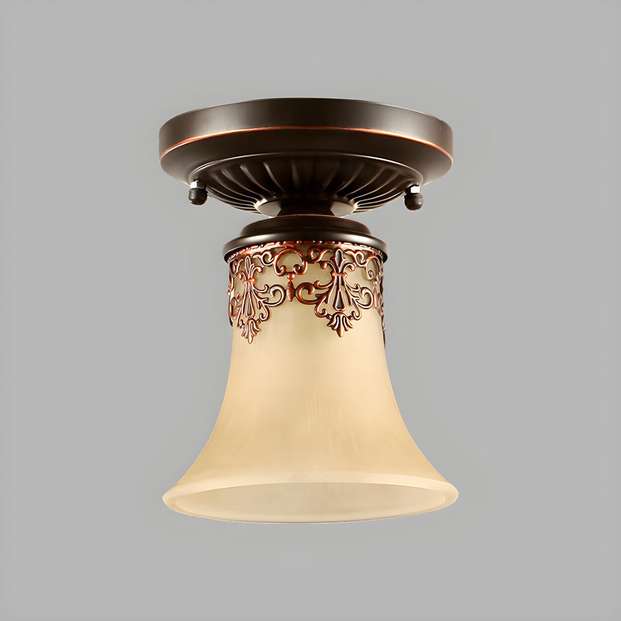 Hallway Retro Flared Glass Flush Mount Ceiling Light Image - 5