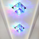 Hallway Rose Gold Crystal Cube LED Flush Mount Light Image - 2