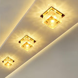 Hallway Rose Gold Crystal Cube LED Flush Mount Light Image - 3