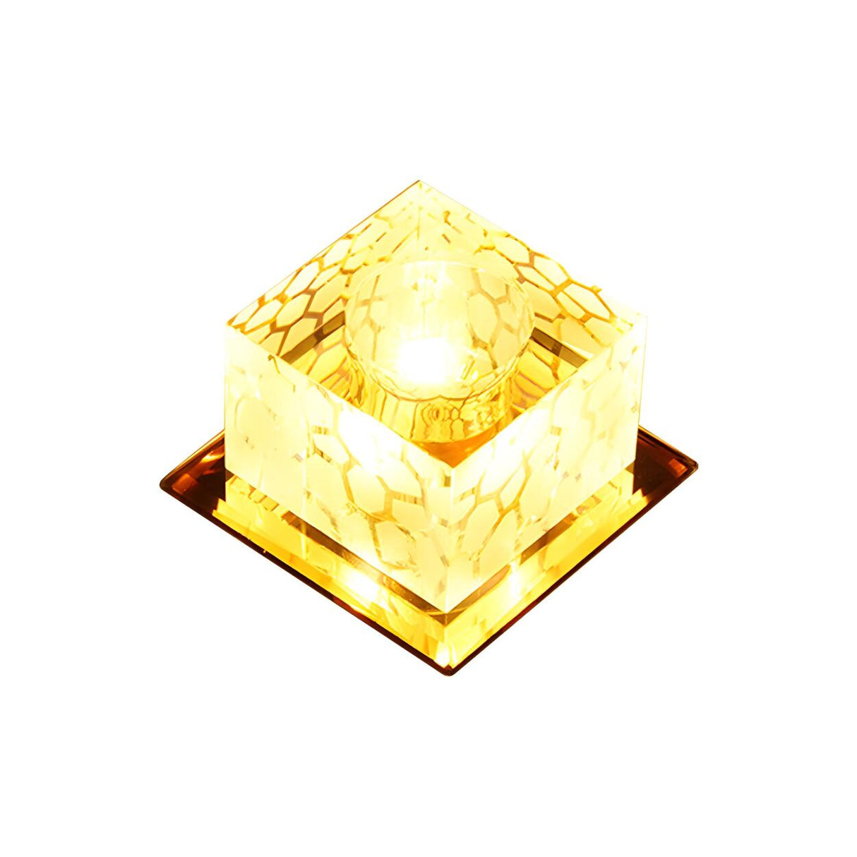 Hallway Rose Gold Crystal Cube LED Flush Mount Light Image - 4