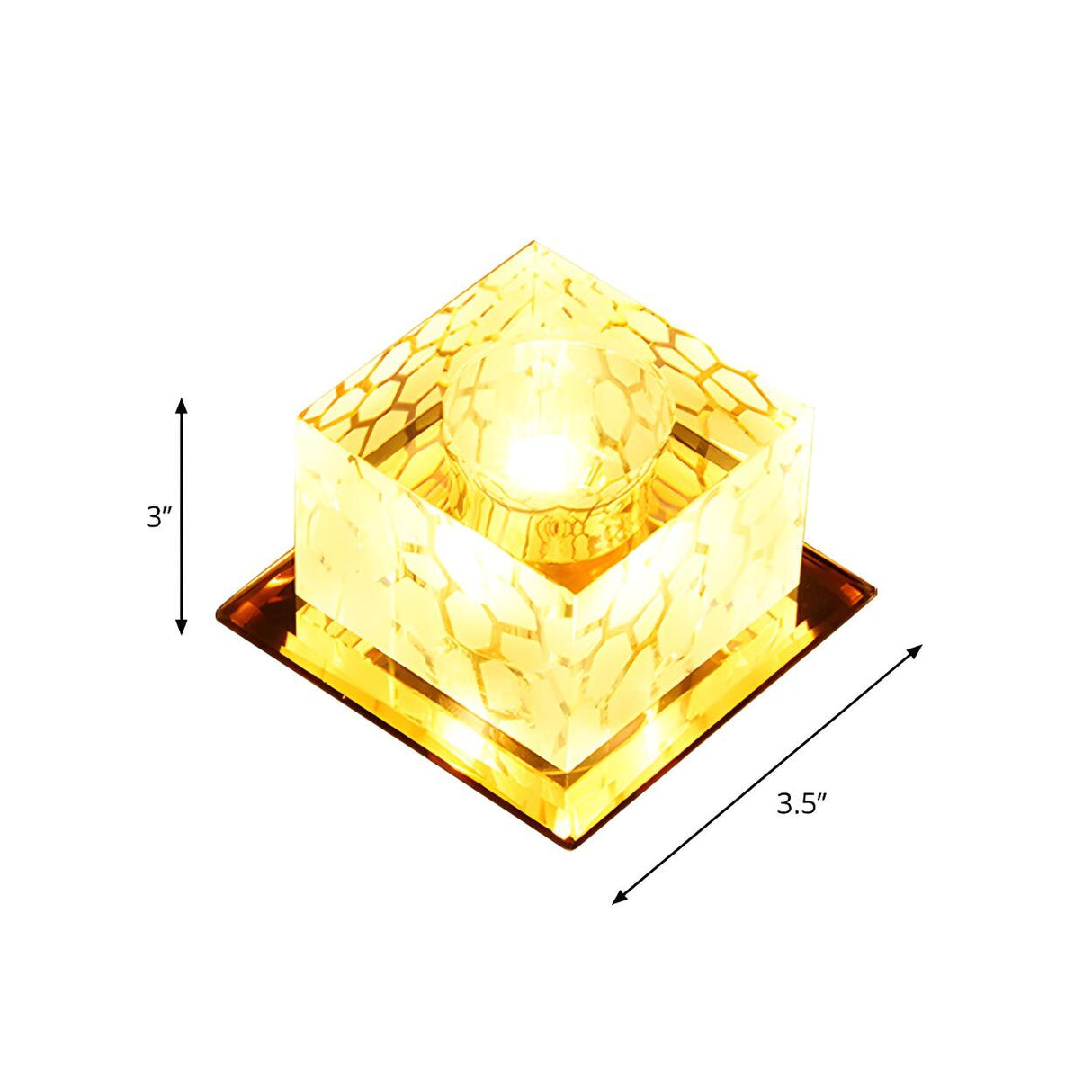 Hallway Rose Gold Crystal Cube LED Flush Mount Light 