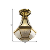 Hallway Rustic Bell Brass Ripple Glass Flush Mount Lamp Image - 4