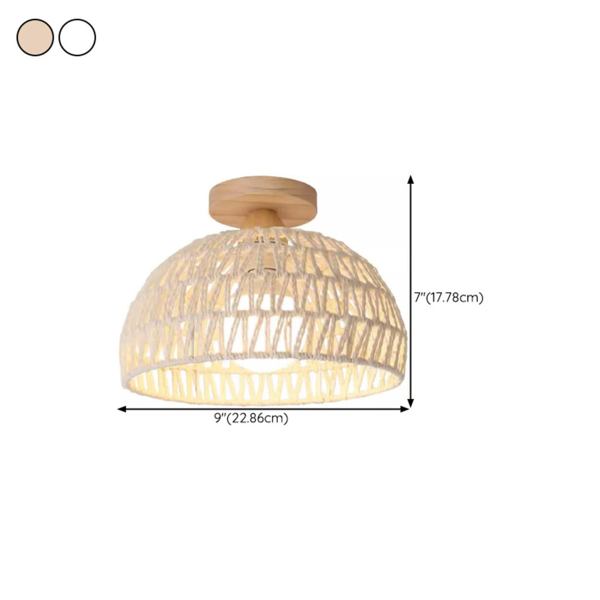 Hallway Rustic Woven Vaulted Semi-Flush Mount Light  