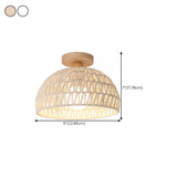 Hallway Rustic Woven Vaulted Semi-Flush Mount Light  #size