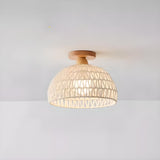 Hallway Rustic Woven Vaulted Semi-Flush Mount Light  Image - 3