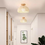 Hallway Rustic Woven Vaulted Semi-Flush Mount Light  Image - 4