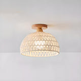 Hallway Rustic Woven Vaulted Semi-Flush Mount Light  Image - 7