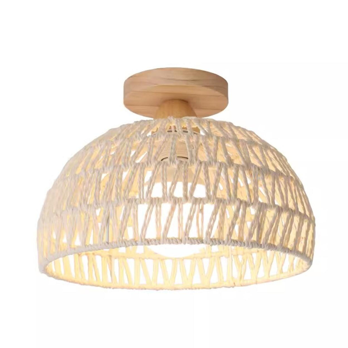 Hallway Rustic Woven Vaulted Semi-Flush Mount Light  Image - 9