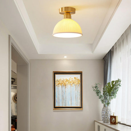 Hallway Semicircle Gold Semi-Flush Mount Ceiling Light Image - 1