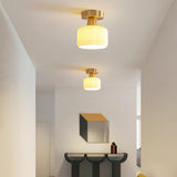 Hallway Semicircle Gold Semi-Flush Mount Ceiling Light Image - 19