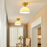 Hallway Semicircle Gold Semi-Flush Mount Ceiling Light Image - 3