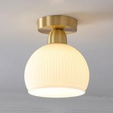 Hallway Semicircle Gold Semi-Flush Mount Ceiling Light Image - 4