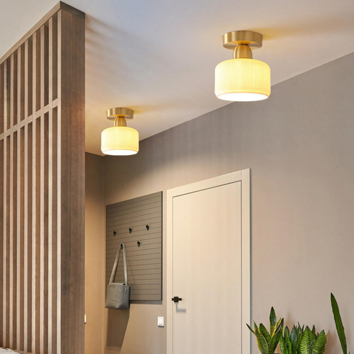 Hallway Semicircle Gold Semi-Flush Mount Ceiling Light Image - 8